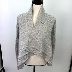 UEC vintage Hollister gray cable knit waterfall cardigan small cotton blend Y2K